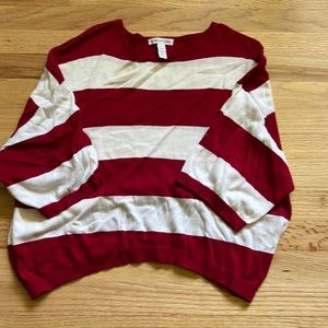 Ambiance apparel; red and white stripped cropped sweater